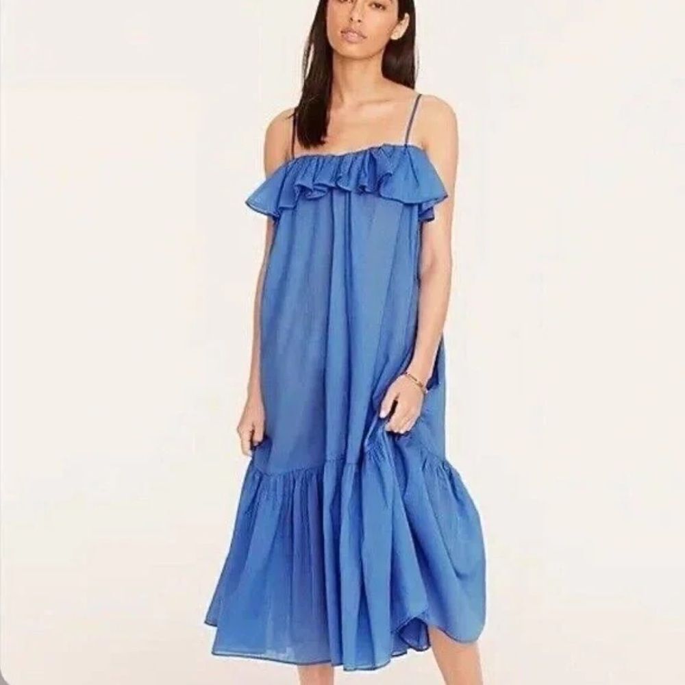J. Crew Ruffled Cotton Midi Dress